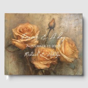 Peach Rose Romantic Wedding Floral  Guest Book
