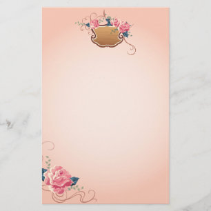 Peach Rose Stationary Stationery