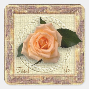 Peach rose - Thank You Square Sticker