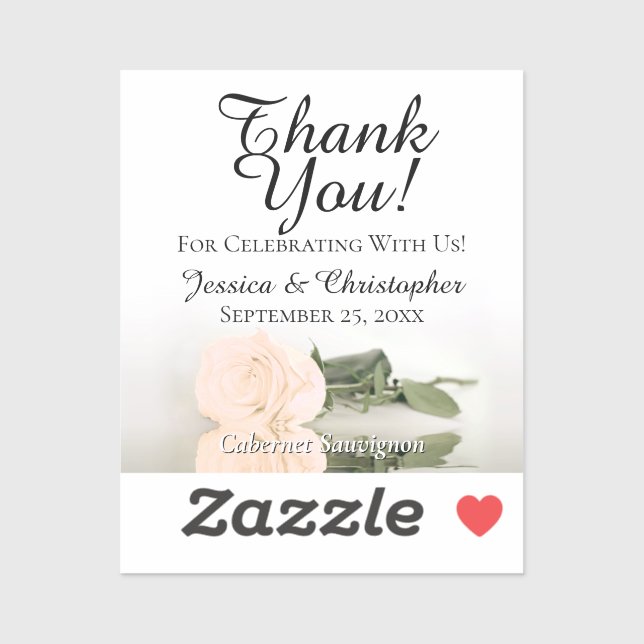 Peach Rose Thank You Wedding Mini Bottle Label (Sheet)