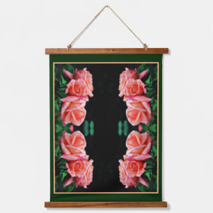 Peach Rose Trio Abstract Art  Hanging Tapestry