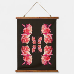 Peach Rose Trio Abstract Floral Art  Hanging Tapestry