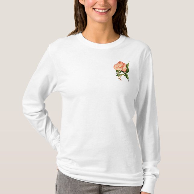peach rose watercolor flower T-Shirt (Front)