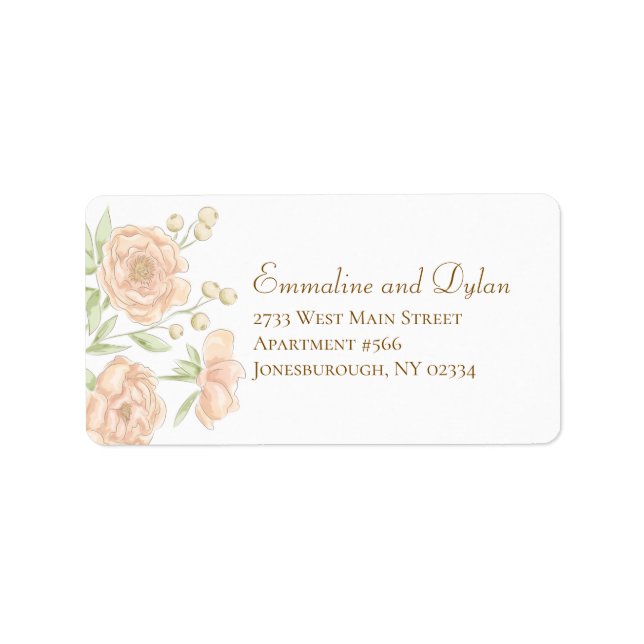 Peach Rose Wedding Address Labels (Front)