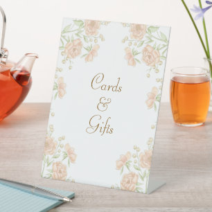 Peach Rose Wedding Cards Gift Sign