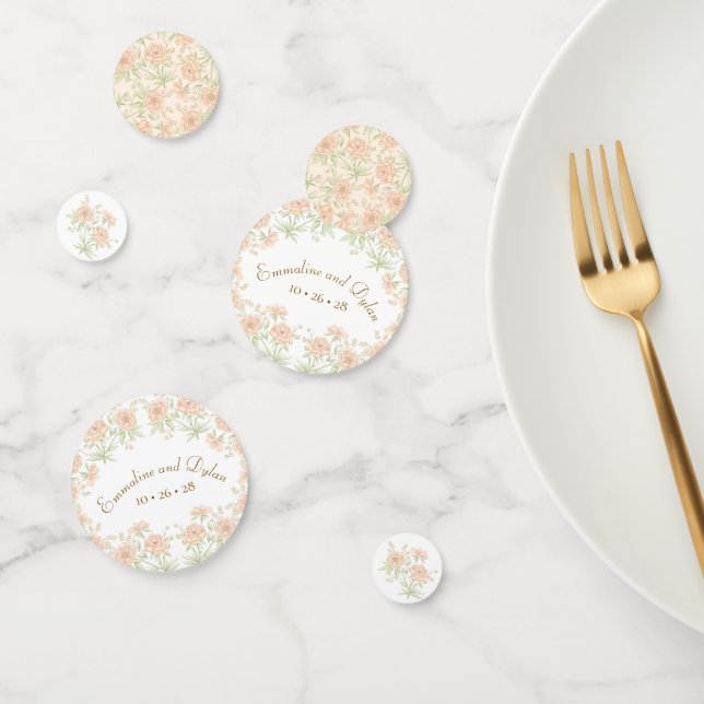 Peach Rose Wedding Confetti (Group)
