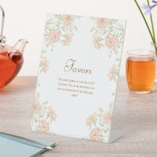 Peach Rose Wedding Favors Sign