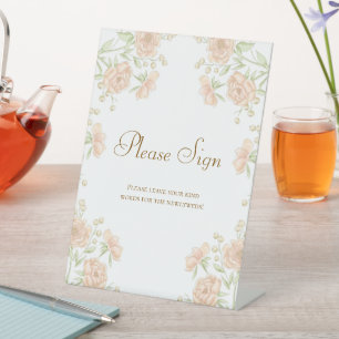 Peach Rose Wedding Guest Book Sign
