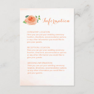 Peach Rose Wedding Information Cards