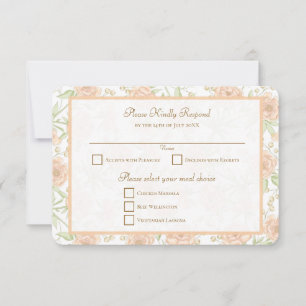 Peach Rose Wedding RSVP Reply Invitation