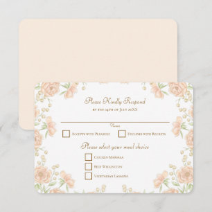 Peach Rose Wedding RSVP Reply Invitation
