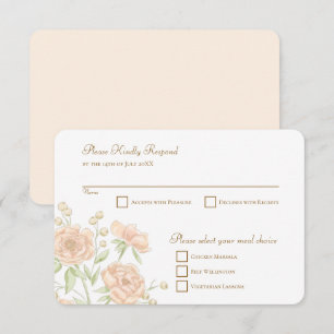 Peach Rose Wedding RSVP Reply Invitation