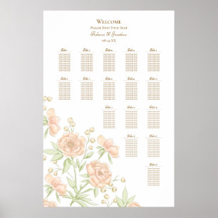 Peach Rose Wedding Seating Chart
