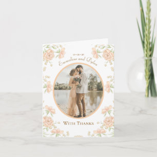 Peach Rose Wedding Thank You Cards Photo