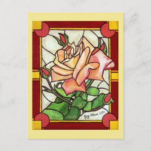 Peach Rose Window Postcard