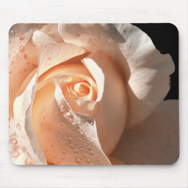 Peach Rose With Dew Mouse Pad (Front)