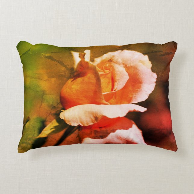 Peach Rosebud Flower Close Up Abstract  Decorative Cushion (Front)