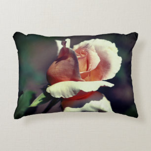 Peach Rosebud Flower Close Up  Decorative Cushion
