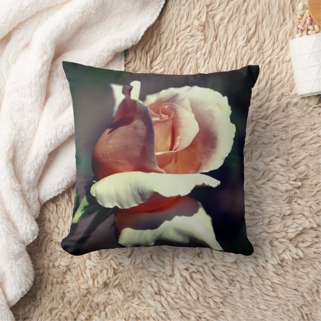 Peach Rosebud Flower  Cushion (Blanket)