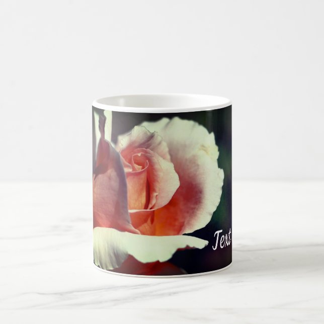 Peach Rosebud Flower Personalised Coffee Mug (Center)