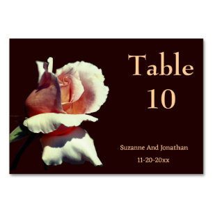 Peach Rosebud Personalised Wedding Table Number