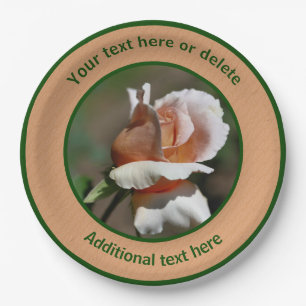Peach Rosebud Personalized Party   Paper Plate