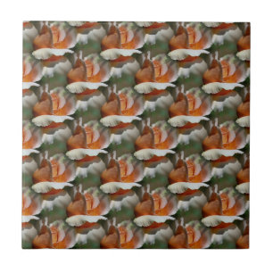 Peach Rosebuds Floral Art Tile