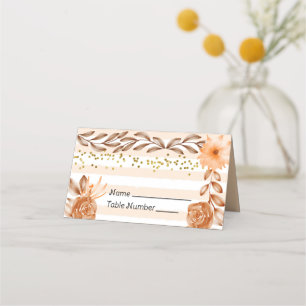 Peach Roses and Stripes Name Card