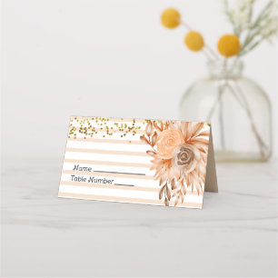 Peach Roses and Stripes Name Card