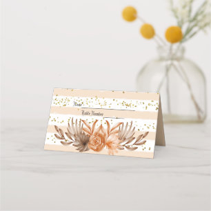 Peach Roses and Stripes Name Card