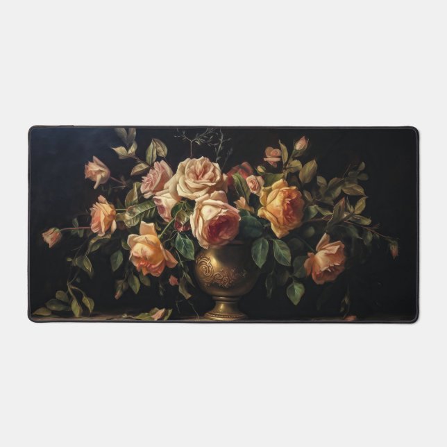Peach Roses Desk Mat (Front)