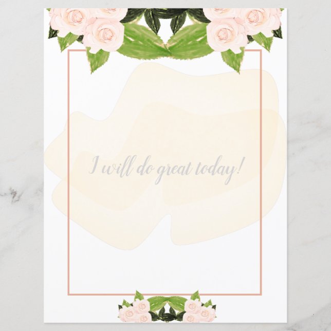 Peach Roses Floral Writing Paper (Front)