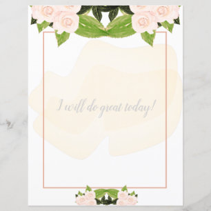 Peach Roses Floral Writing Paper
