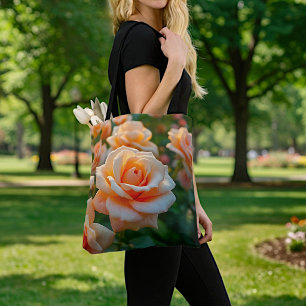 Peach Roses Image No. 2 Tote Bag