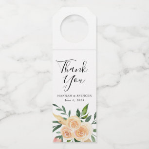 Peach Roses   Personalised Wedding Bottle Tag
