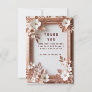 💍 Peach Roses Rose Gold Spring Wedding Decor 🌸 Thank You Card