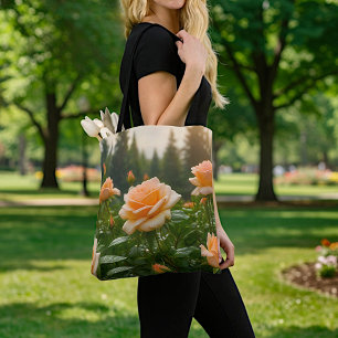 Peach Roses Tote Bag