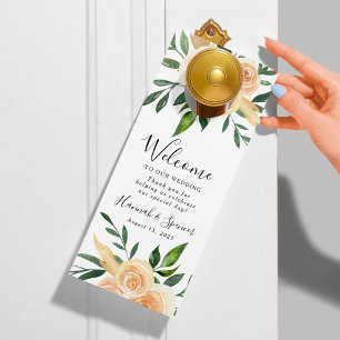 Peach Roses Wedding Welcome & Do Not Disturb Door Hanger