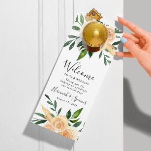 Peach Roses   Wedding Welcome & Do Not Disturb Door Hanger