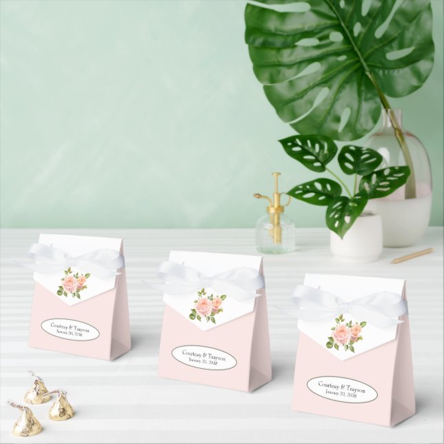 Peach Roses with White Favour Box (Multiple)