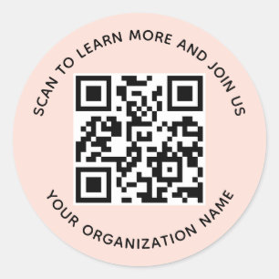 Peach Round QR Code Stickers Business Personalised