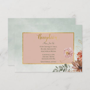 Peach & Rust Flowers on Green Details Enclosure Card