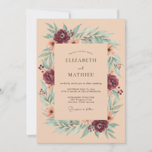 Peach Rustic Autumnal Wedding Invitation