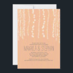 Peach Rustic String of Lights Engagement Party Invitation<br><div class="desc">Cute rustic string of lights engagement party invitations for your modern yet vintage celebration in the barn, ranch or lodge. Fully customisable peach invitation - you can change font style, colour, move text lines and write on the backside too. Background has a wooden texture and small twinkle lights embellishments. The...</div>