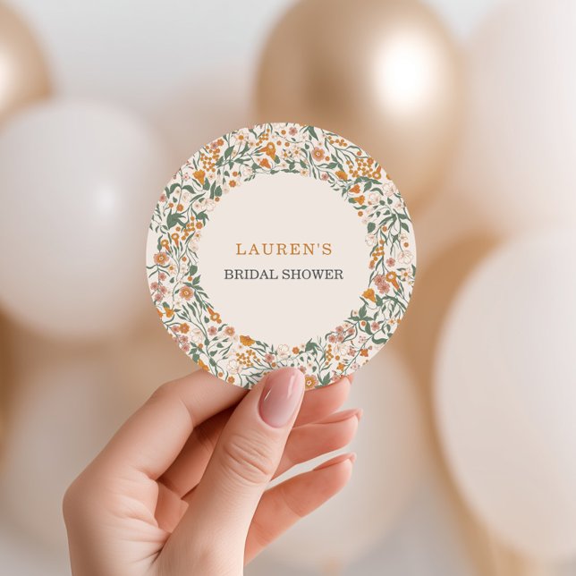 Peach Sage Bridal Party Classic Round Sticker (Creator Uploaded)