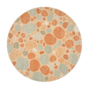 Peach Sage Green Pebble Pattern Abstract Organic Cutting Board
