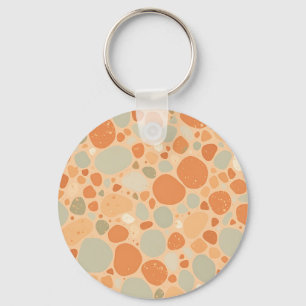 Peach Sage Green Pebble Pattern Abstract Organic Key Ring