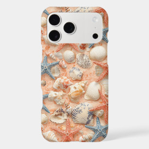 Peach Sand Seashell Starfish Coastal Pattern