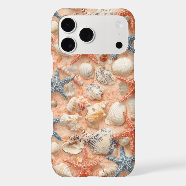 Peach Sand Seashell Starfish Coastal Pattern (Back)