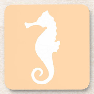Peach Seahorse Beverage Coaster